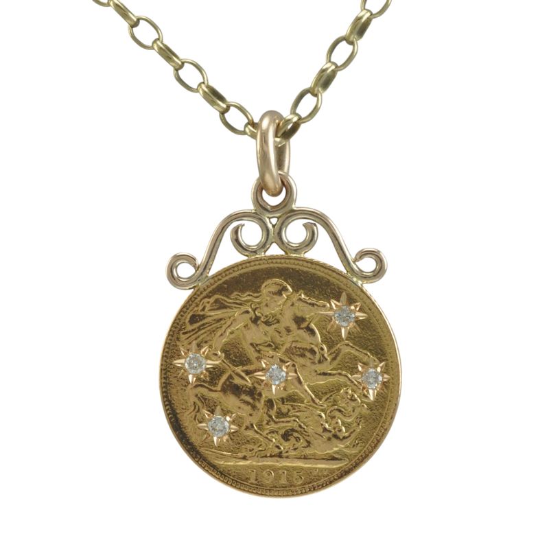 1915 Diamond Set Full Sovereign Pendant
