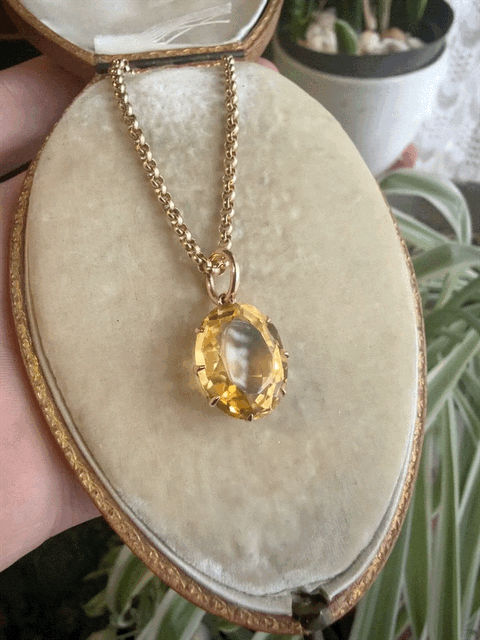 Antique 9ct Rose Gold Citrine Pendant
