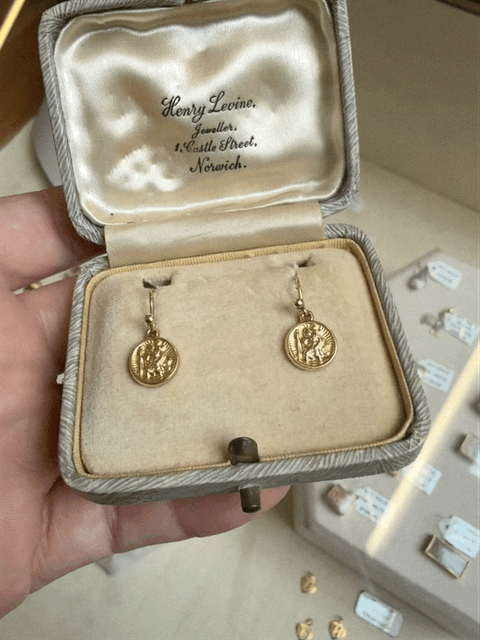 9ct St Christopher Drop Earrings