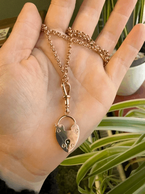 Edwardian 9ct Rose Gold Heart Padlock