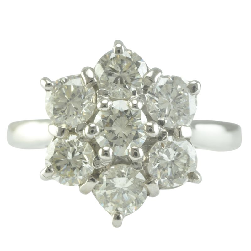 18ct Gold and Platinum Diamond Daisy Cluster
