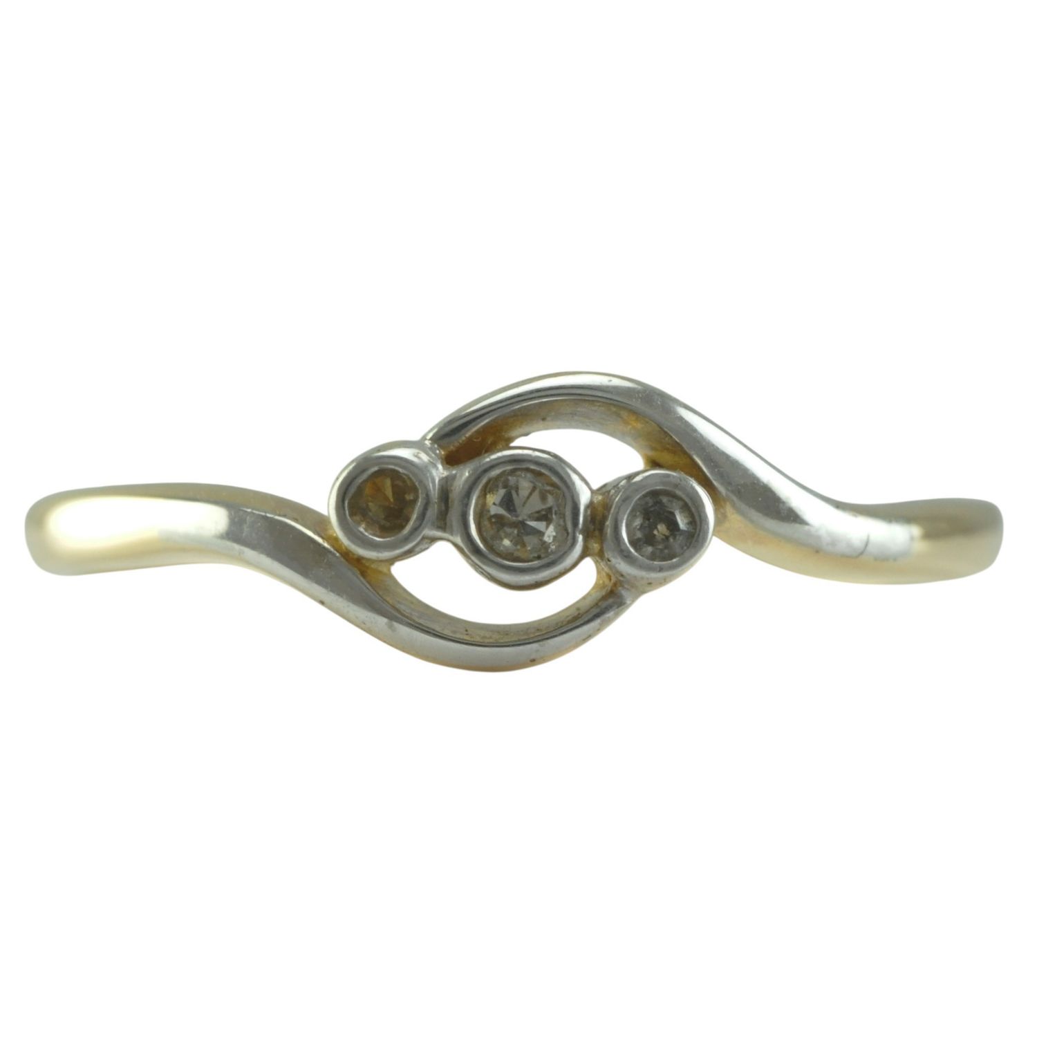 18ct and Platinum Crossover Diamond Ring