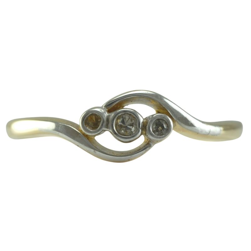 18ct and Platinum Crossover Diamond Ring