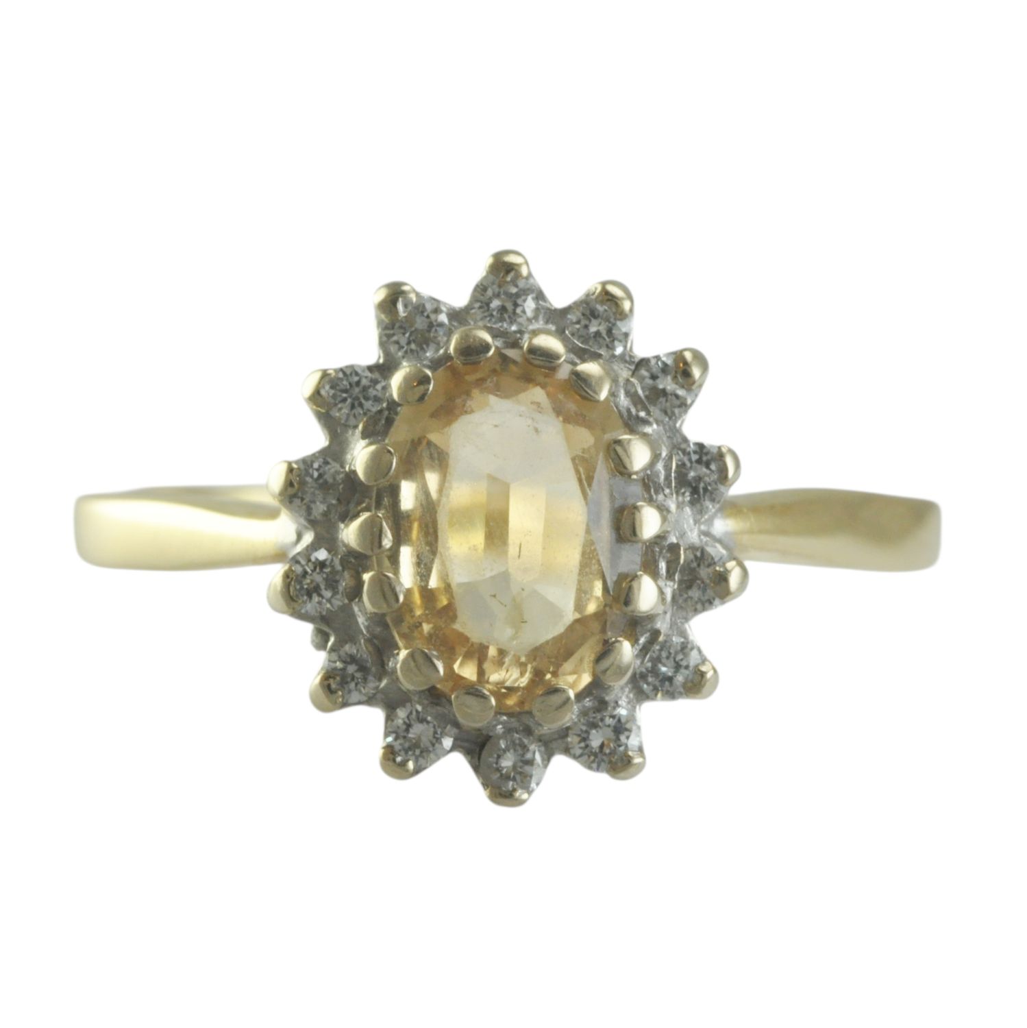 18ct Topaz and Diamond Cluster Ring
