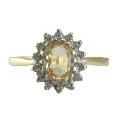 18ct Topaz and Diamond Cluster Ring