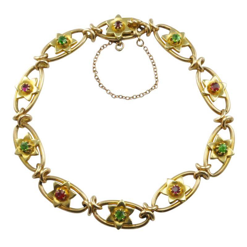 Edwardian Demantoid Garnet & Ruby Bracelet