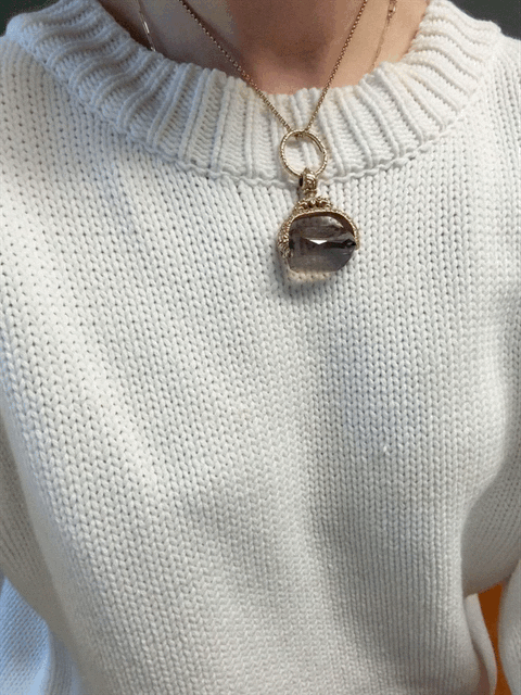 Large 9ct Gold Smoky Quartz Pendant