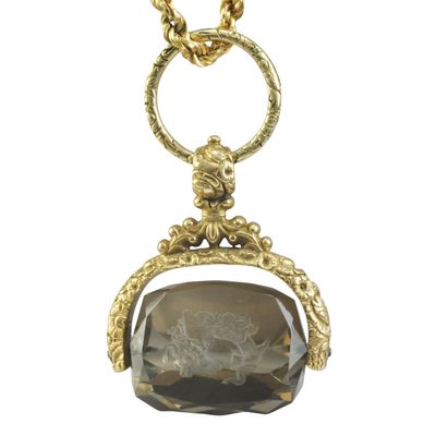 Large 9ct Gold Smoky Quartz Fob Large 9ct Gold Smoky Quartz Fob