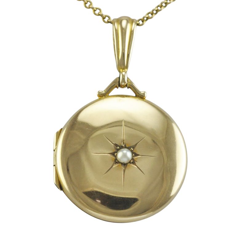 Antique 9ct and Pearl Round Picture Locket