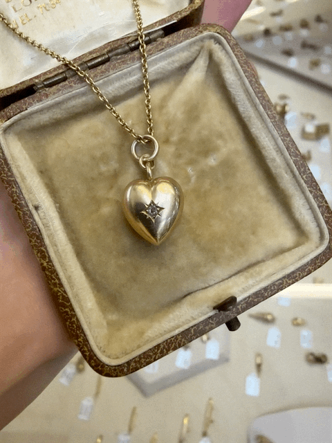 Victorian 9ct and Diamond Heart Pendant