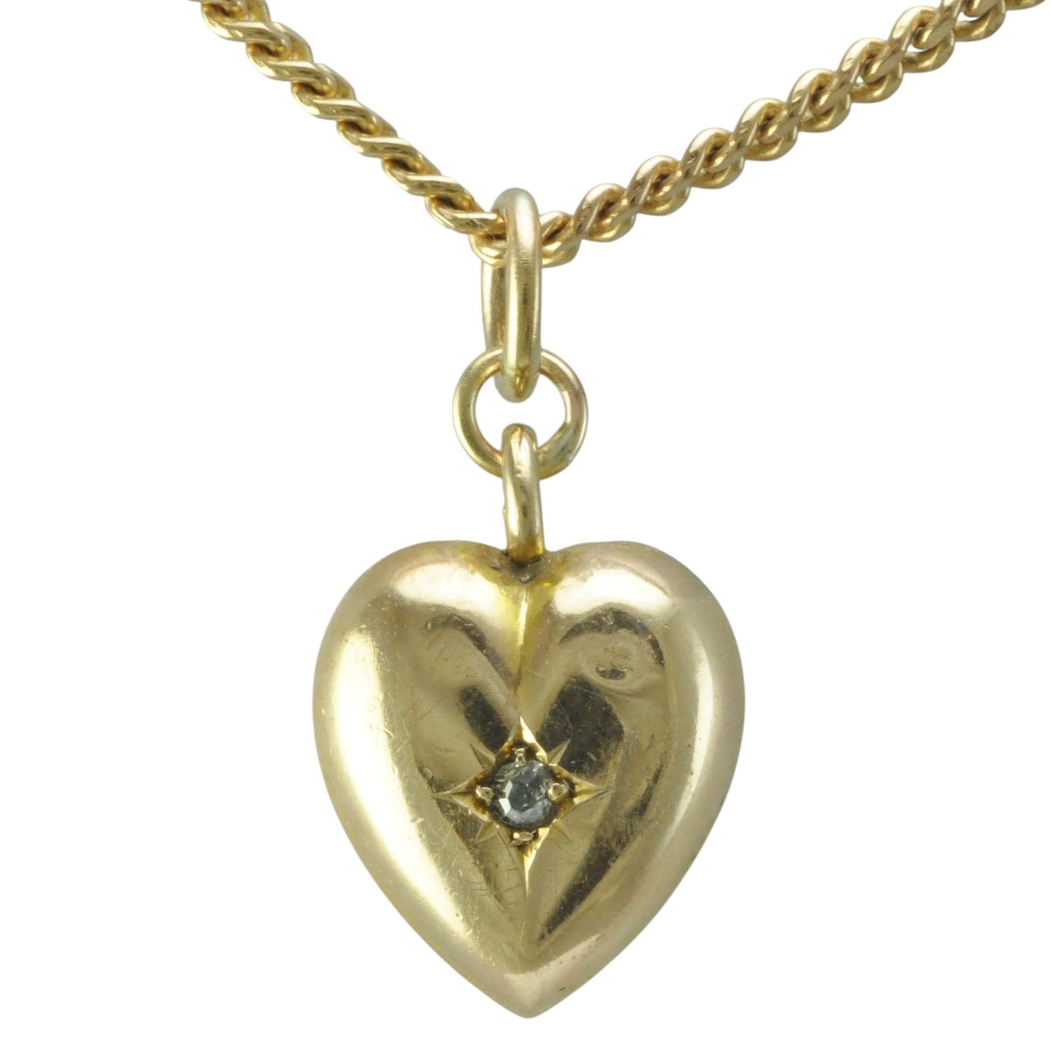 Victorian 9ct and Diamond Heart Pendant