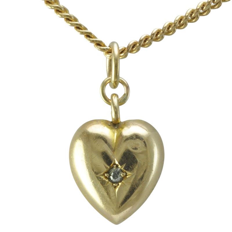 Victorian 9ct and Diamond Heart Pendant