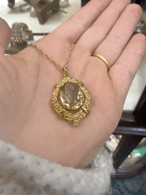 Vintage 9ct Citrine Pendant