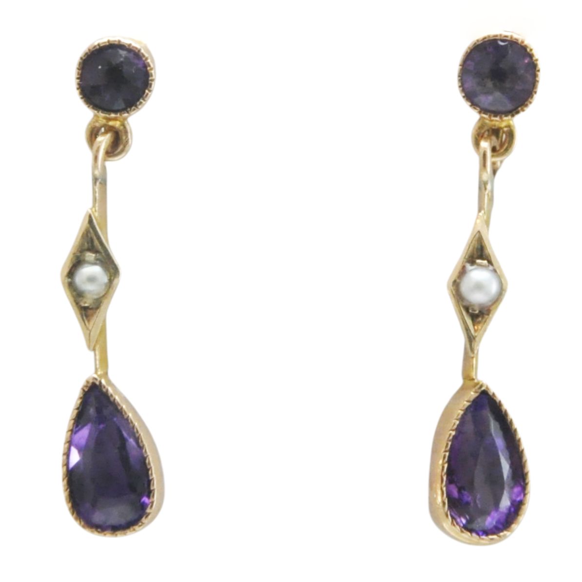 9ct Amethyst and Pearl Screw-OnEarrings