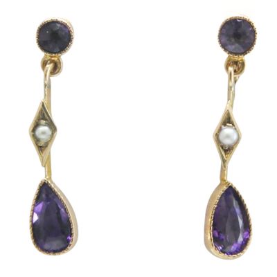 9ct Amethyst and Pearl Screw-OnEarrings 9ct Amethyst and Pearl Screw-OnEarrings