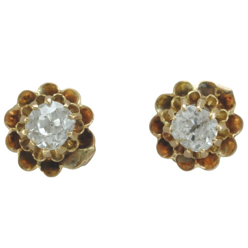 Antique 14ct Gold Diamond Daisy Studs