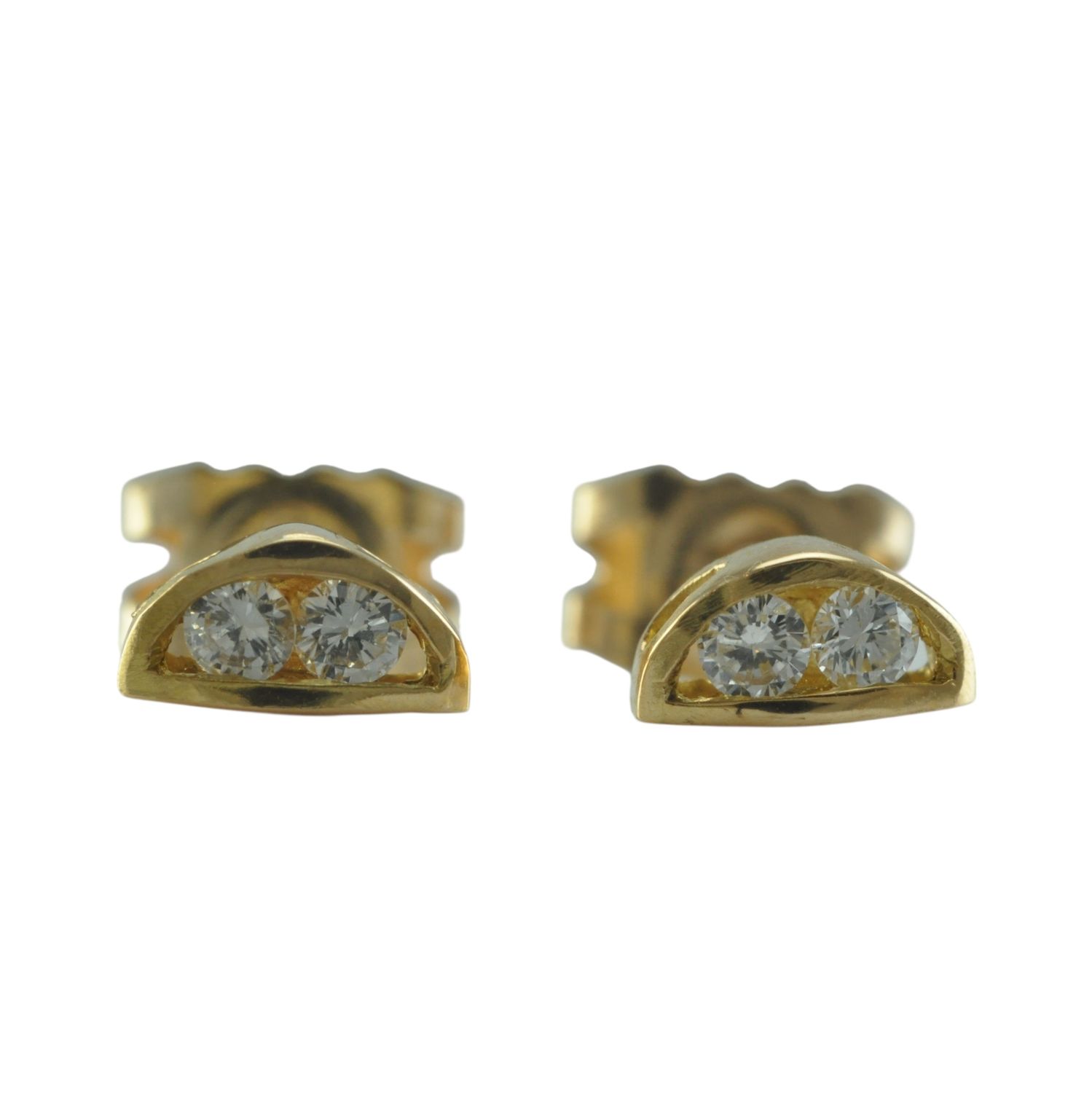 18ct Gold Diamond Half Dome Studs