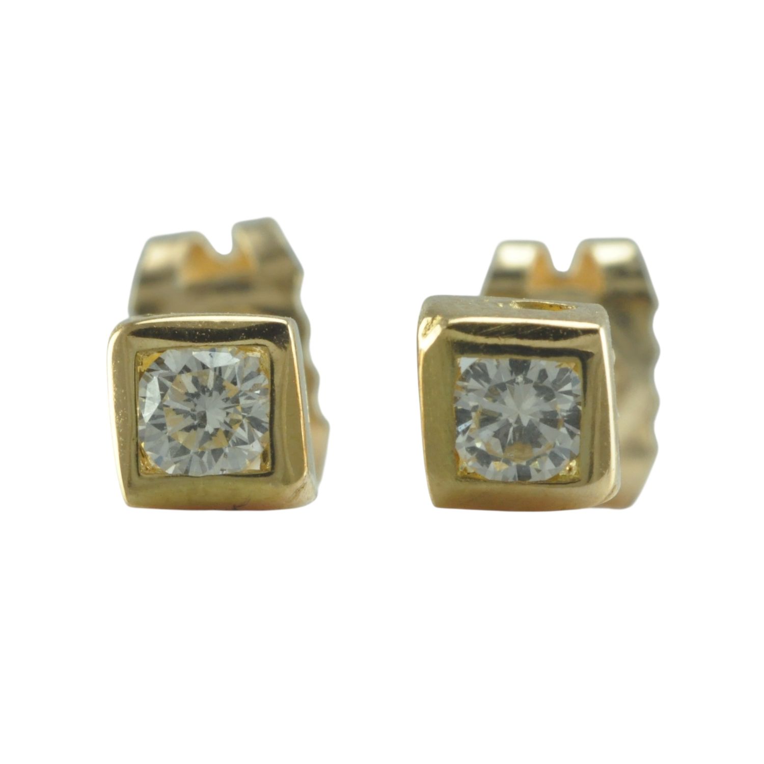18ct Gold Diamond Square Studs