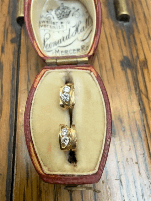 18ct Gold Diamond Half Dome Studs