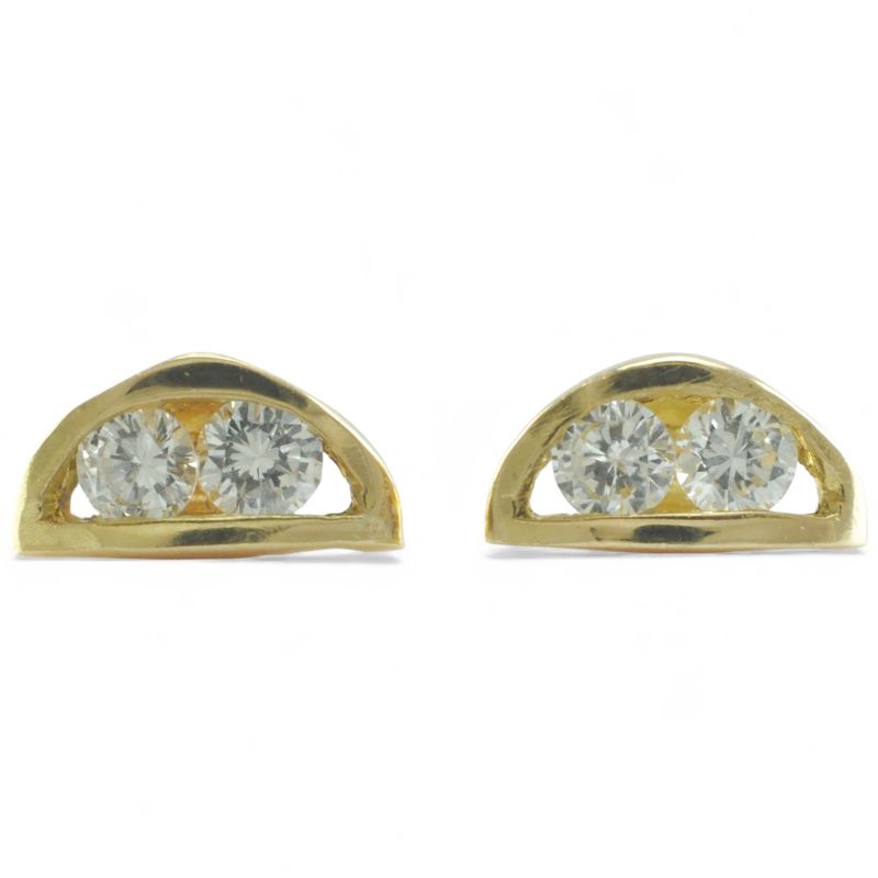 18ct Gold Diamond Half Dome Studs