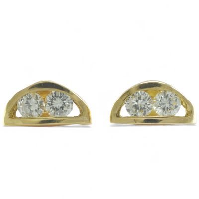 18ct Gold Diamond Half Dome Studs