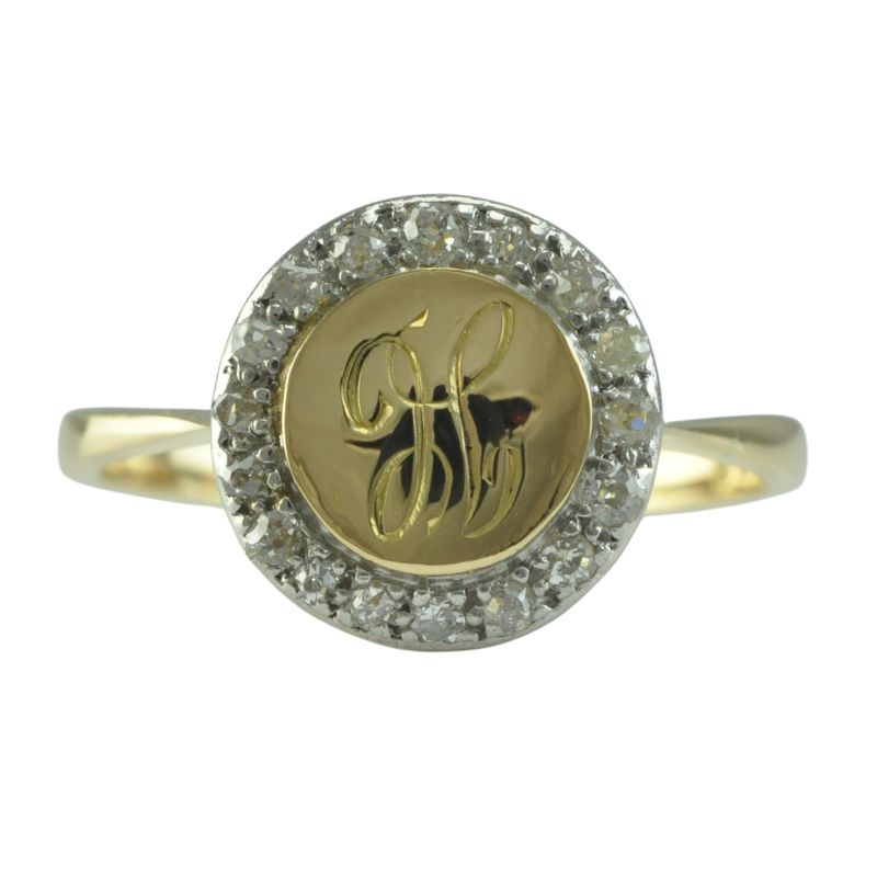 Edwardian 18ct Gold Diamond ‘H’ Initial Ring