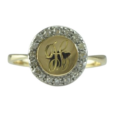 Edwardian 18ct Gold Diamond ‘H’ Initial Ring