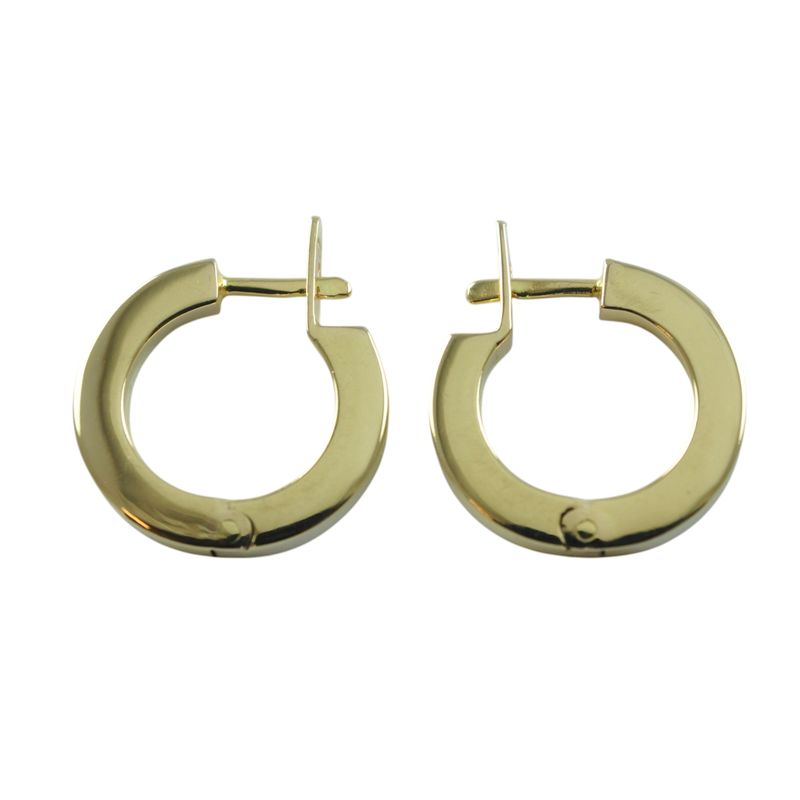 18ct Flat Edge Round Huggie Earrings