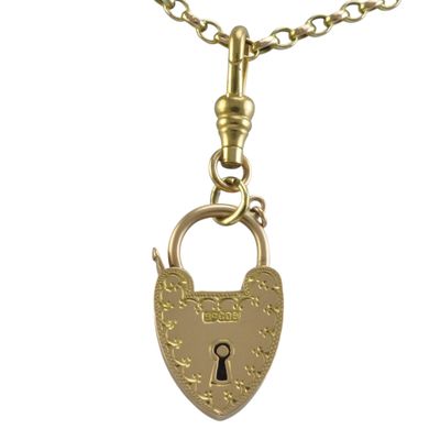 Antique Patterned Gold Heart Padlock Antique Patterned Gold Heart Padlock