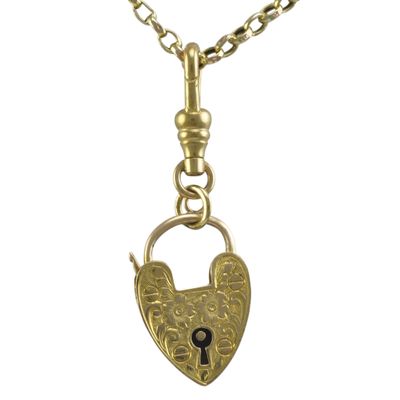 Antique Floral 9ct Gold Heart Padlock Antique Floral 9ct Gold Heart Padlock