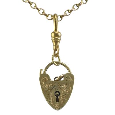 1960s 9ct Gold Floral Heart Padlock 1960s 9ct Gold Floral Heart Padlock