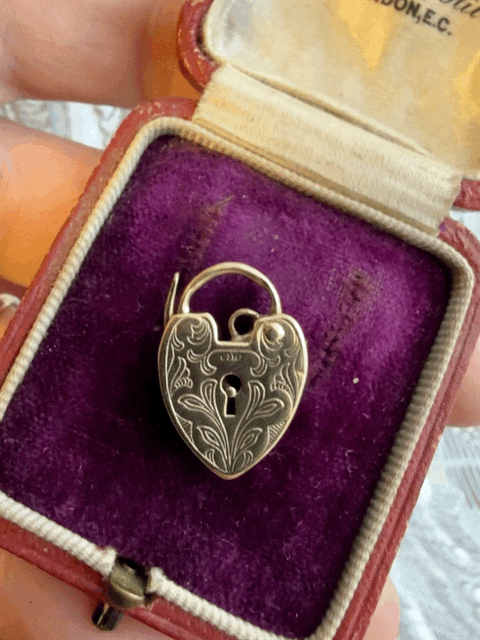 1960s Engraved Floral Heart Padlock