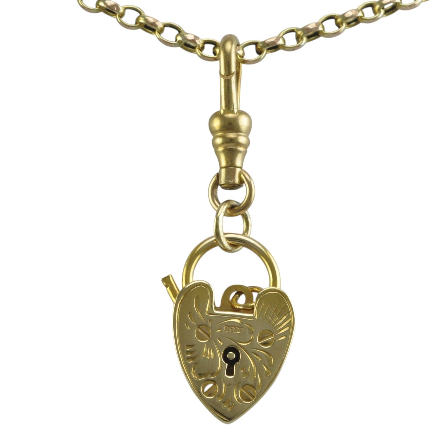 9ct Floral Vintage Heart Padlock