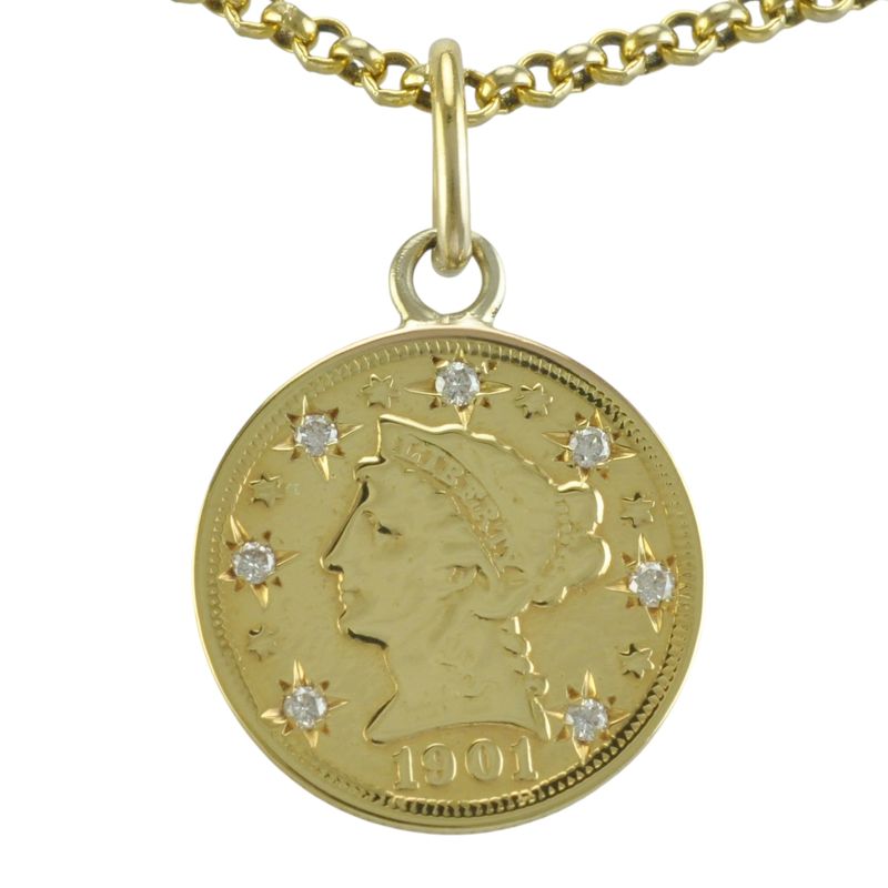 Diamond Set US Quarter Dollar Pendant