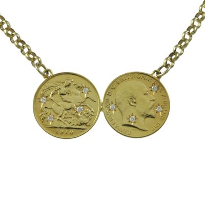 Diamond Set Double Half-Sovereign Necklace Diamond Set Double Half-Sovereign Necklace