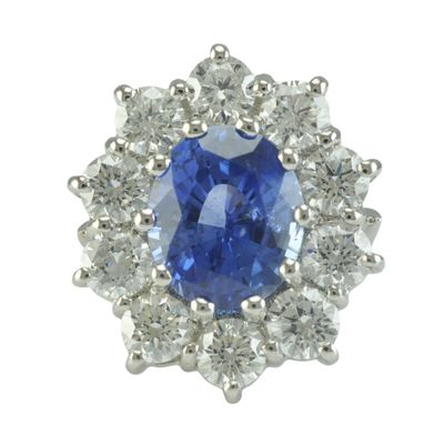 Platinum Sapphire and Diamond Cluster Ring Platinum Sapphire and Diamond Cluster Ring