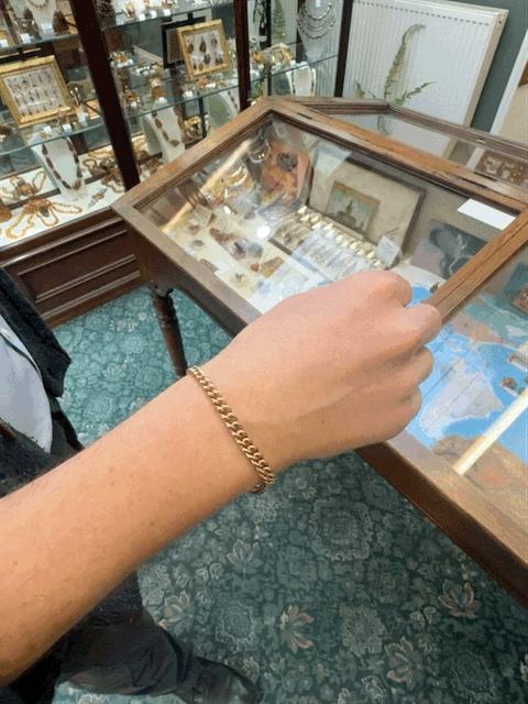 Antique 9ct Rose Gold Long Curb Bracelet