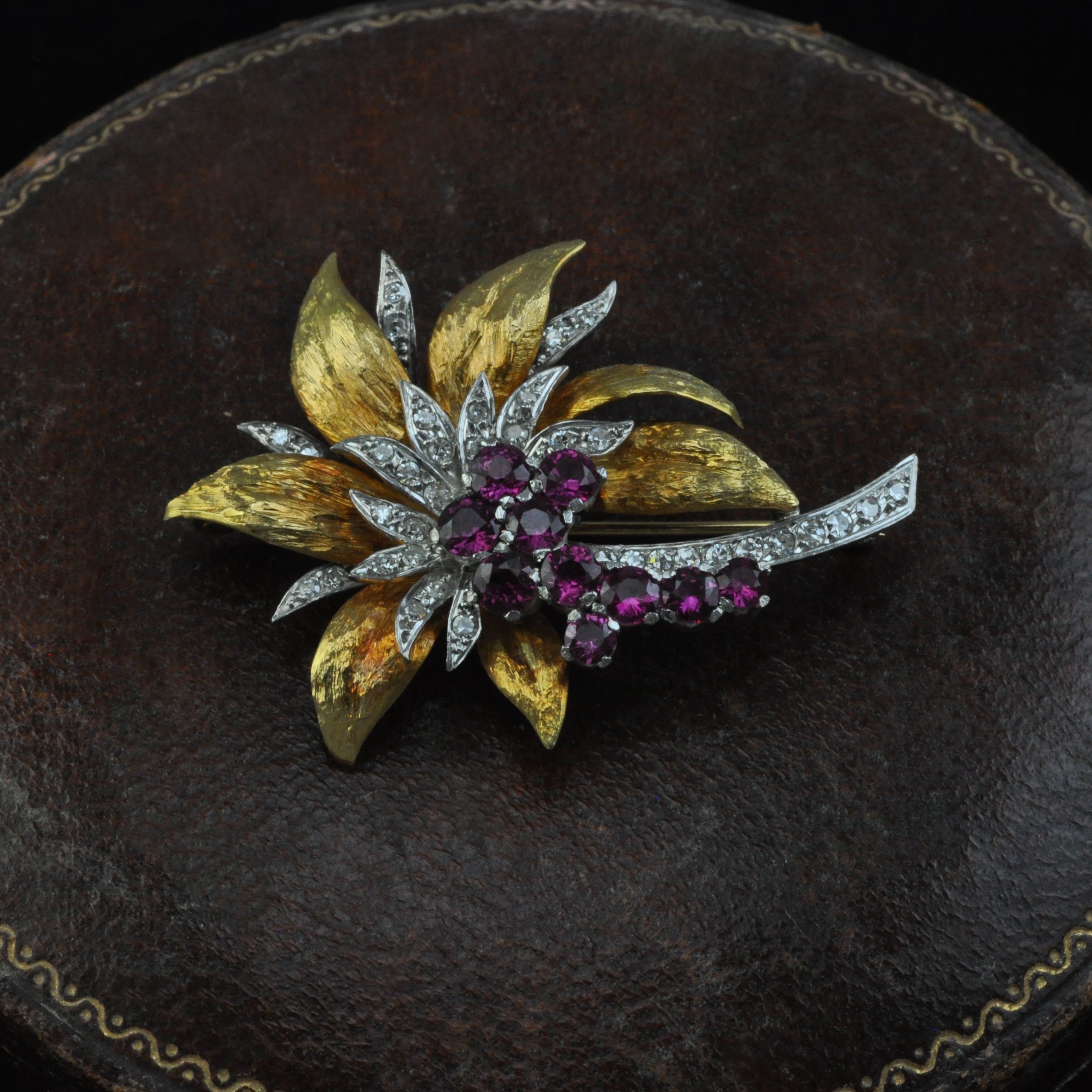 Vintage 18ct Ruby and Diamond Brooch