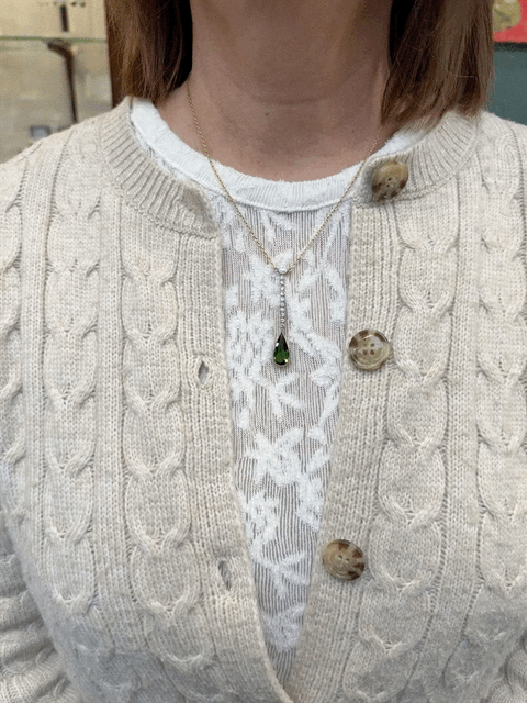 Art Deco Green Tourmaline and Diamond Necklace