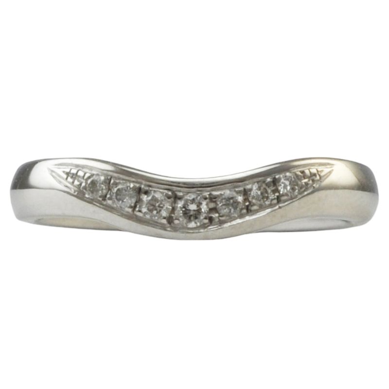 18ct White Gold Curved Diamond Set Wedding Ring