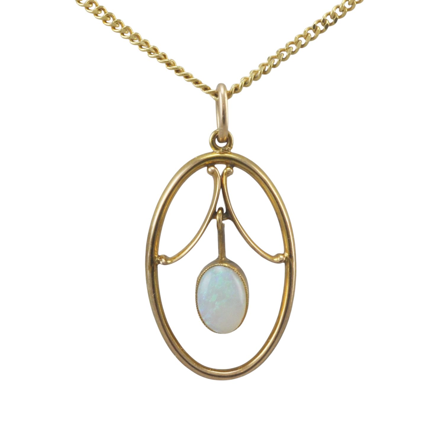 Edwardian 9ct Gold Opal Pendant Edwardian 9ct Gold Opal Pendant