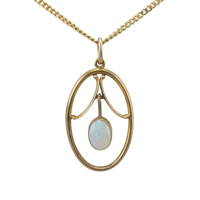Edwardian 9ct Gold Opal Pendant