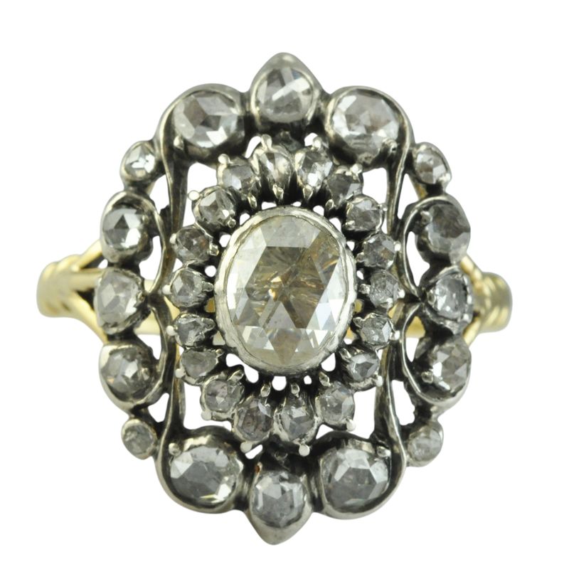 Antique European Diamond Cluster Ring