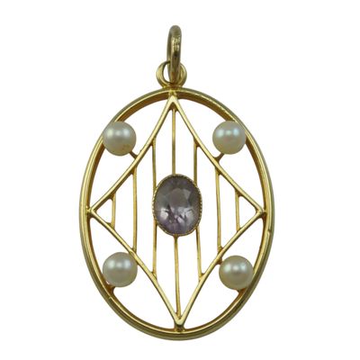 Edwardian Amethyst and Pearl Pendant