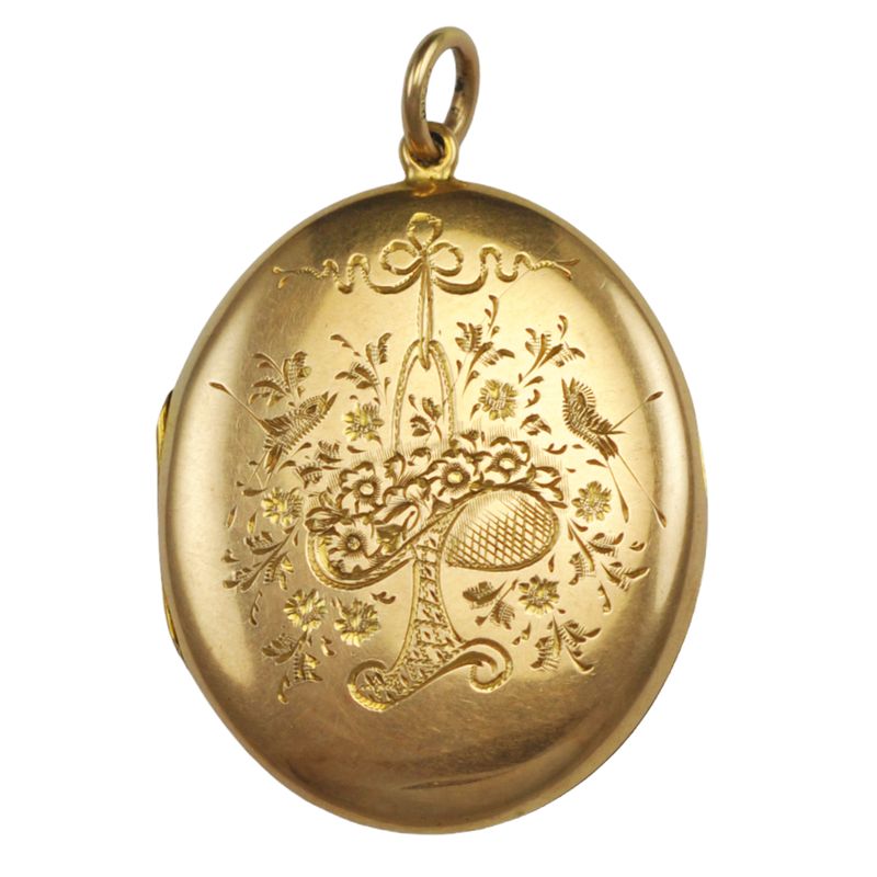Antique 15ct Oval Floral Locket