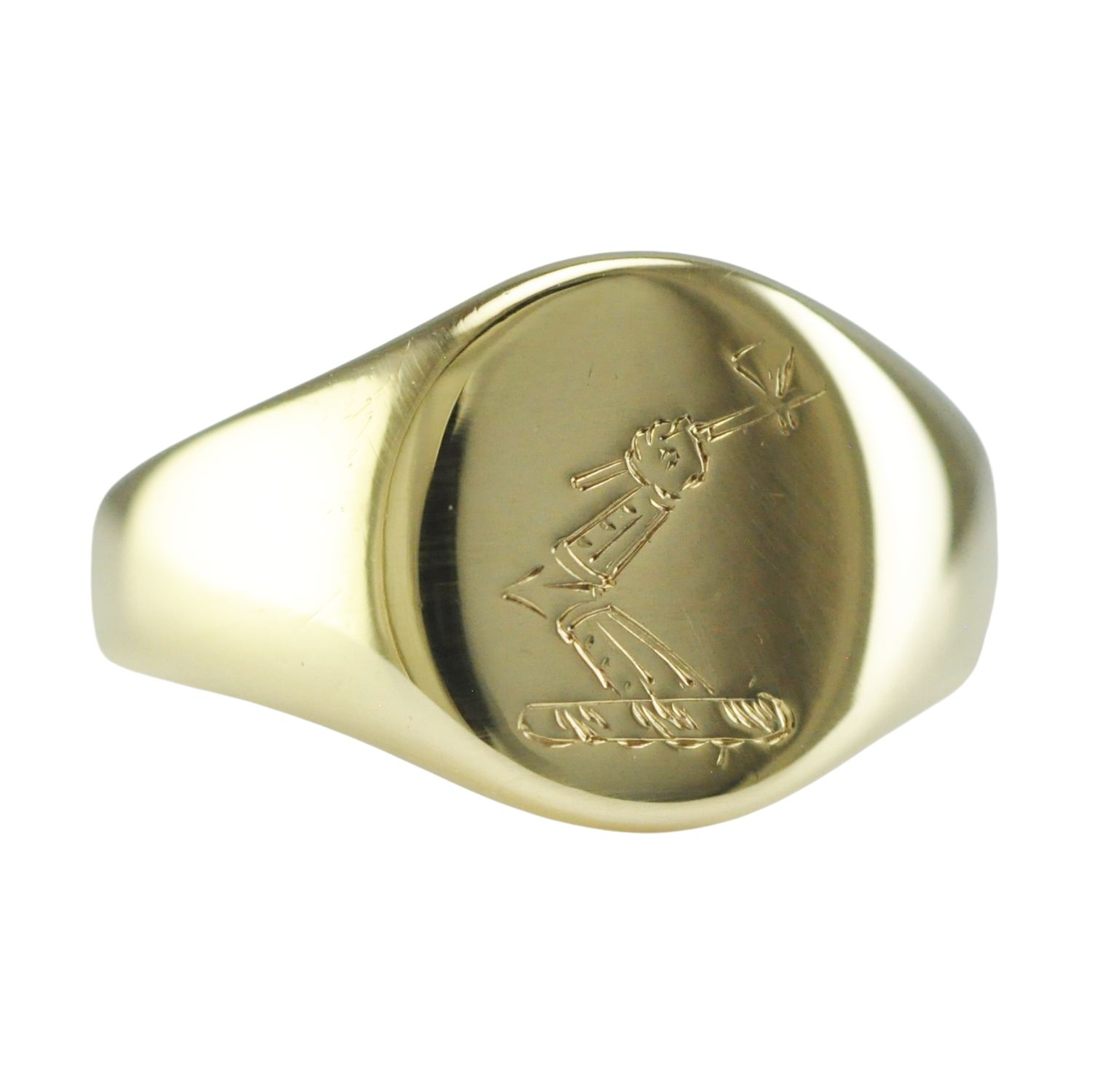 Vintage 9ct Gold Gauntlet Crest Signet Ring