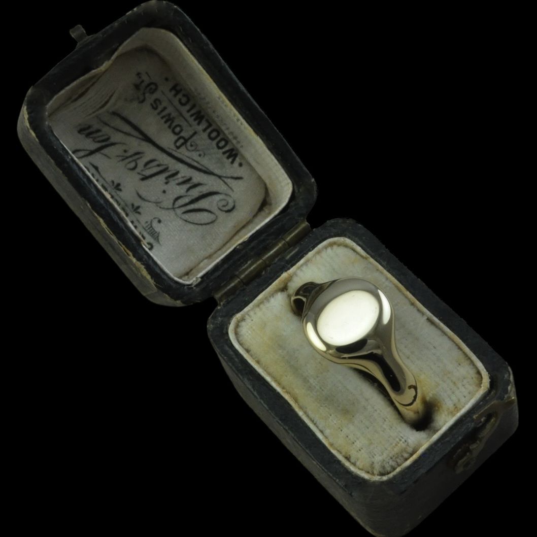 9ct Gold Antique Plain Oval Signet Ring