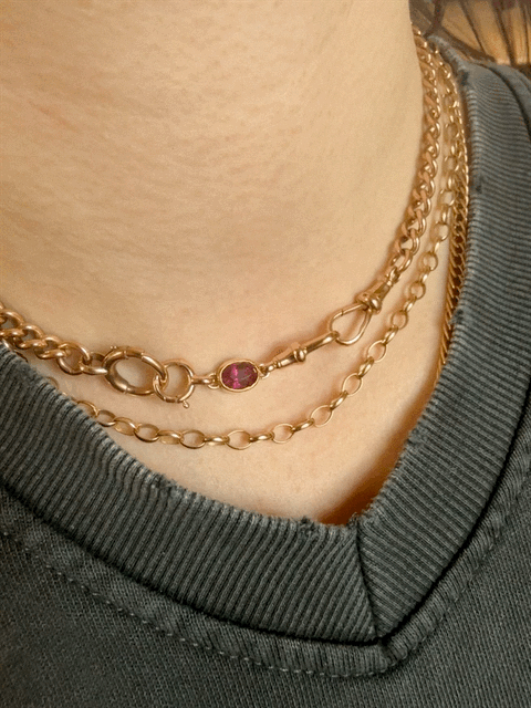 Antique Pink Tourmaline Extender and Pendant