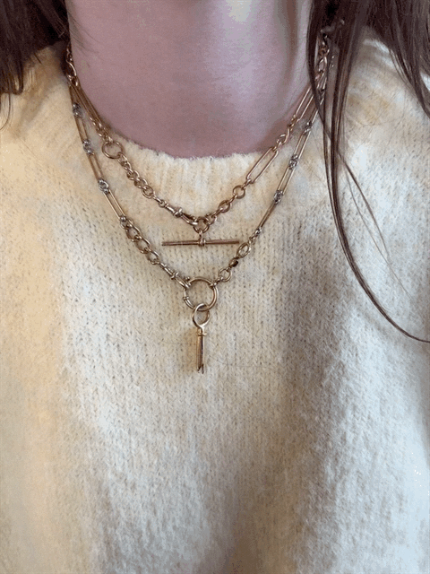 Antique Rose Gold Albert Chain & T-Bar