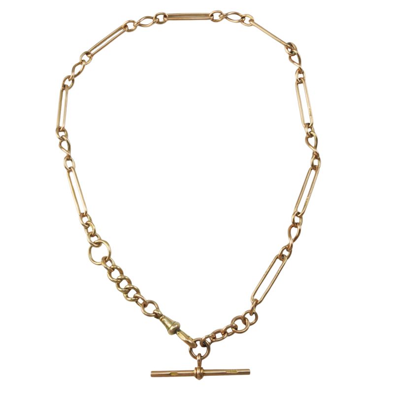 Antique Rose Gold Albert Chain & T-Bar